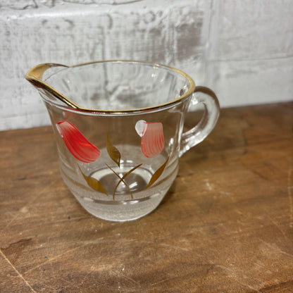 Hand Painted Tulips Gold Trim Creamer Glass