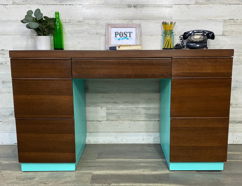 Modern Desk W/ Peekaboo Teal