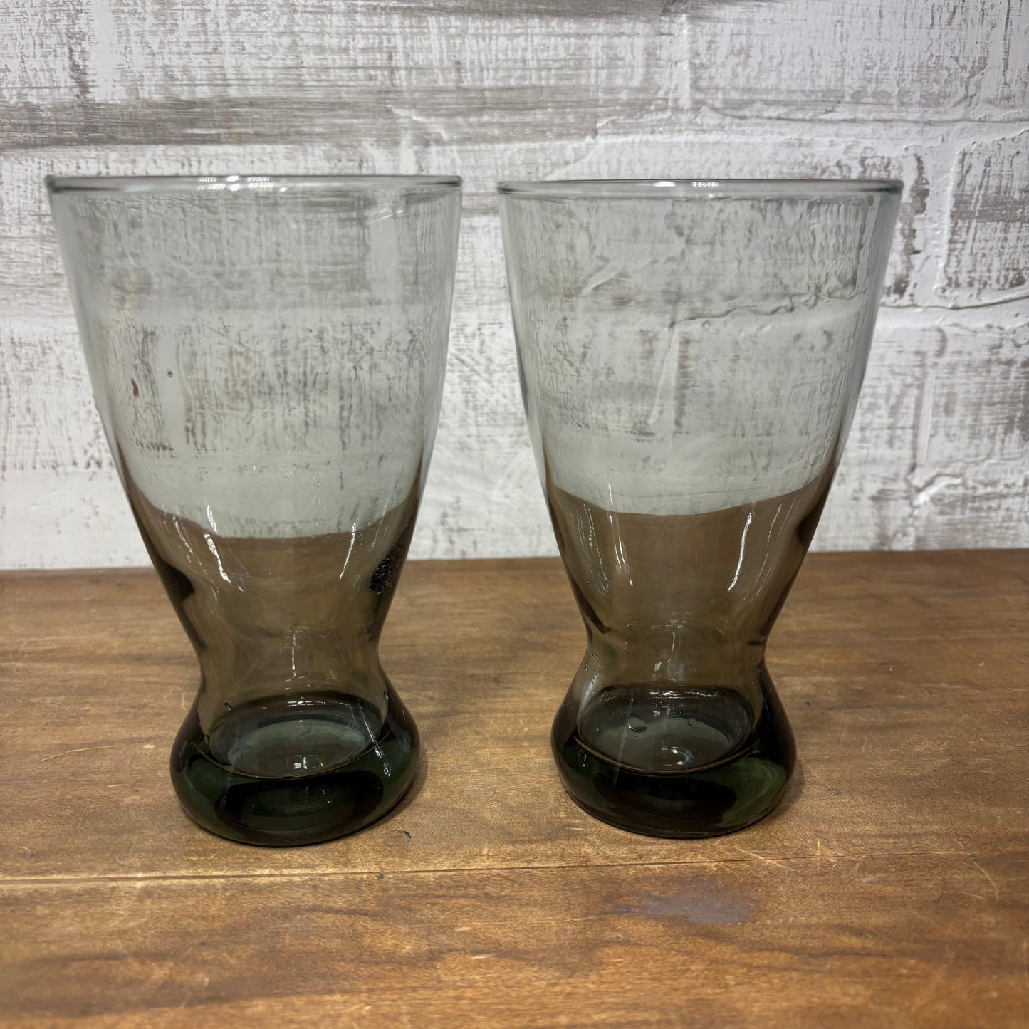 Mid Century Libbey Smoke Gray Pilsner Glasses Set Of 2