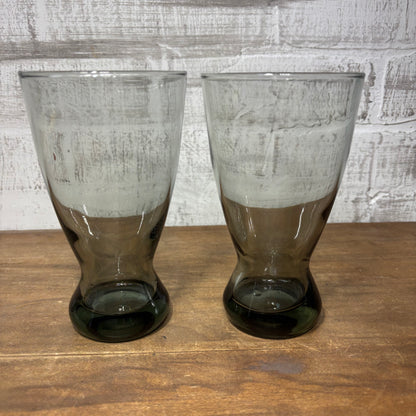Mid Century Libbey Smoke Gray Pilsner Glasses Set Of 2