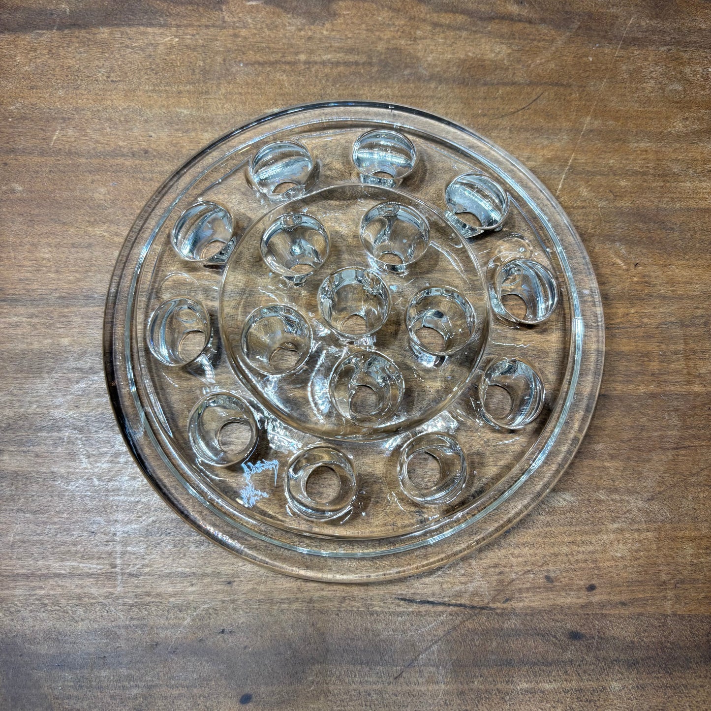 Vintage Glass Flower Frog 16 Holes