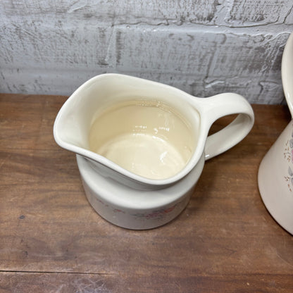 Vintage Pfaltzgraff Trousseau Water Can/ Creamer Pitcher Set