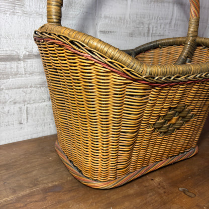 Vintage Wicker Magazine Rack W/ Handles