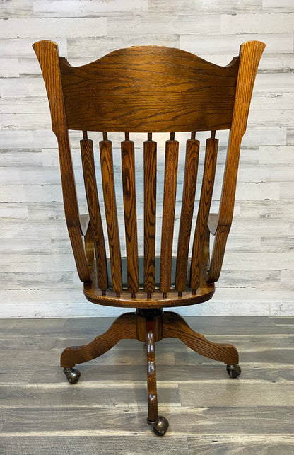 Antique Oak Rolling Office Desk Chair