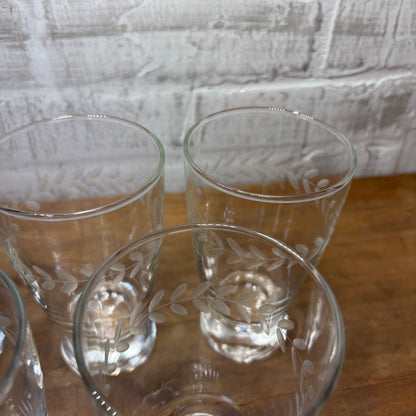 Mid Century Anchor Hocking Laurel Pattern Set Of 5 Glasses