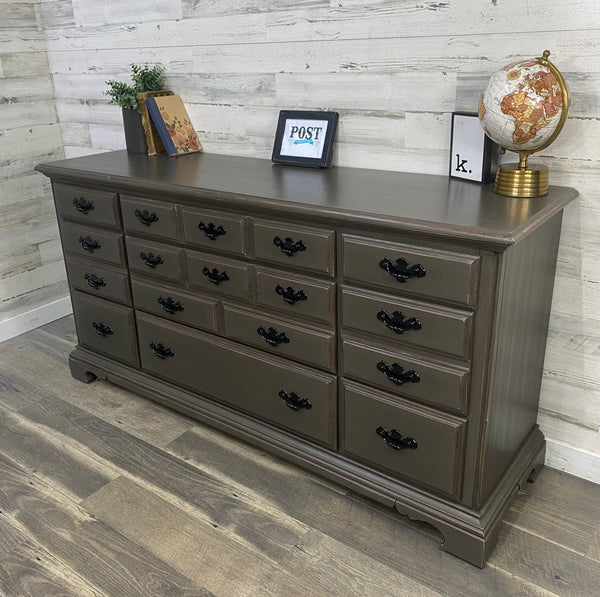 Gray/ Brown 9 Drawer Dresser