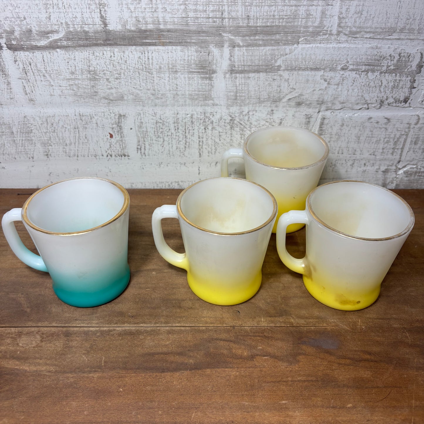 Vintage Fire King Milk Glass Ombre Anchor Hocking Mugs Set Of 4