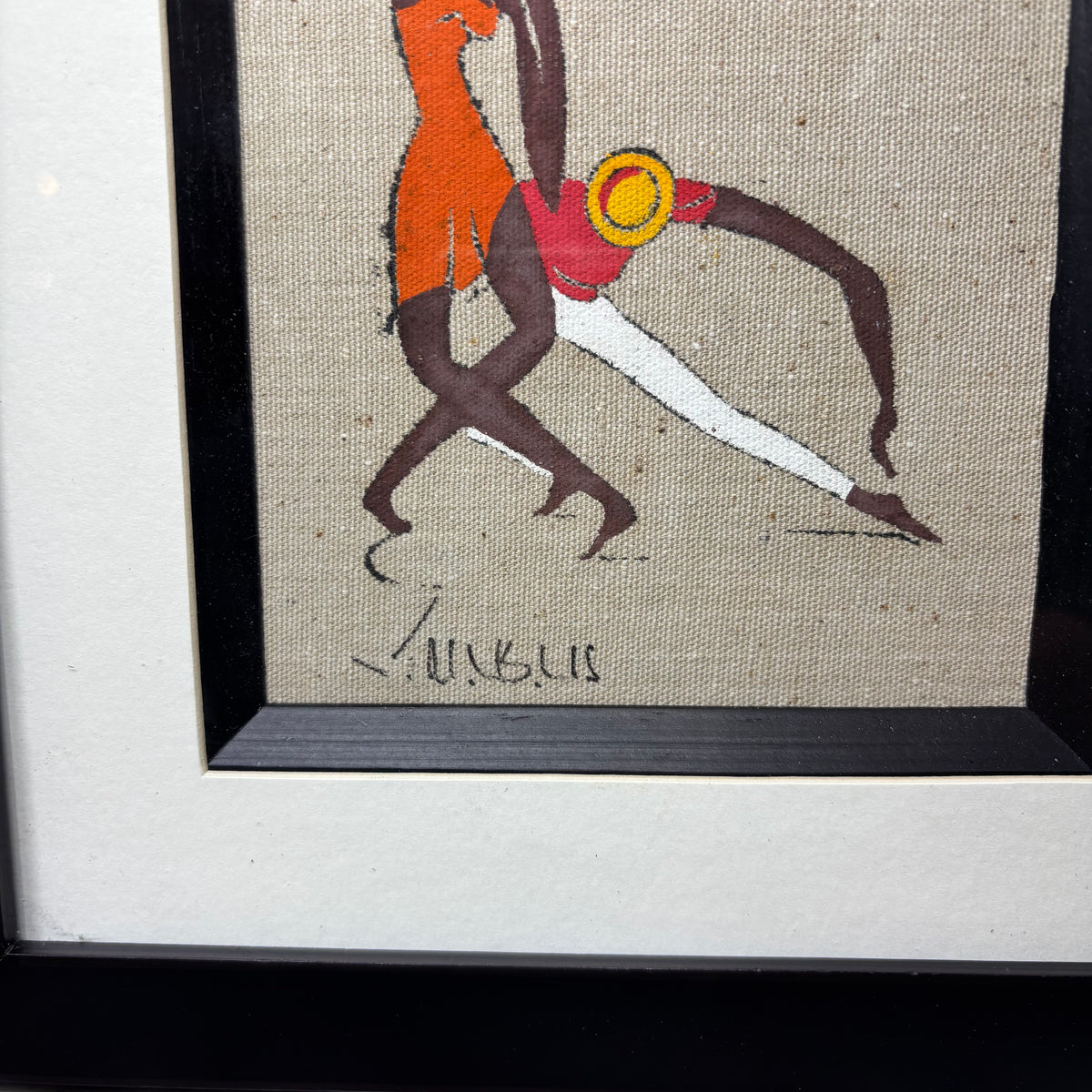 Vintage Virgilio Nabais Art Deco Dancing Figure Painting on Linen