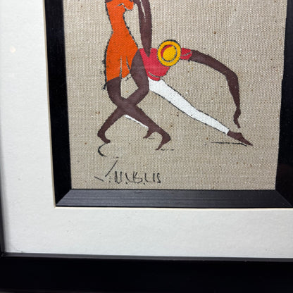 Vintage Virgilio Nabais Art Deco Dancing Figure Painting on Linen