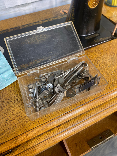 Antique Singer Sewing Machine & Desk