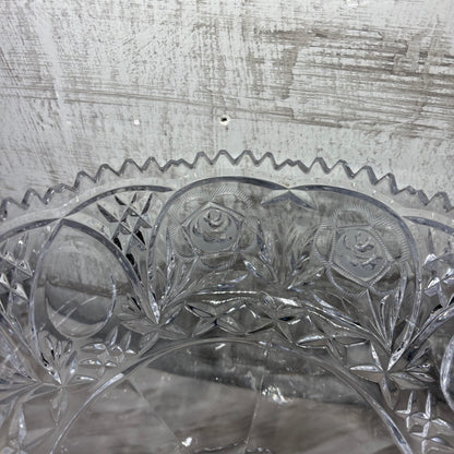 Vintage Crystal Glass Pedestal Compote Bowl
