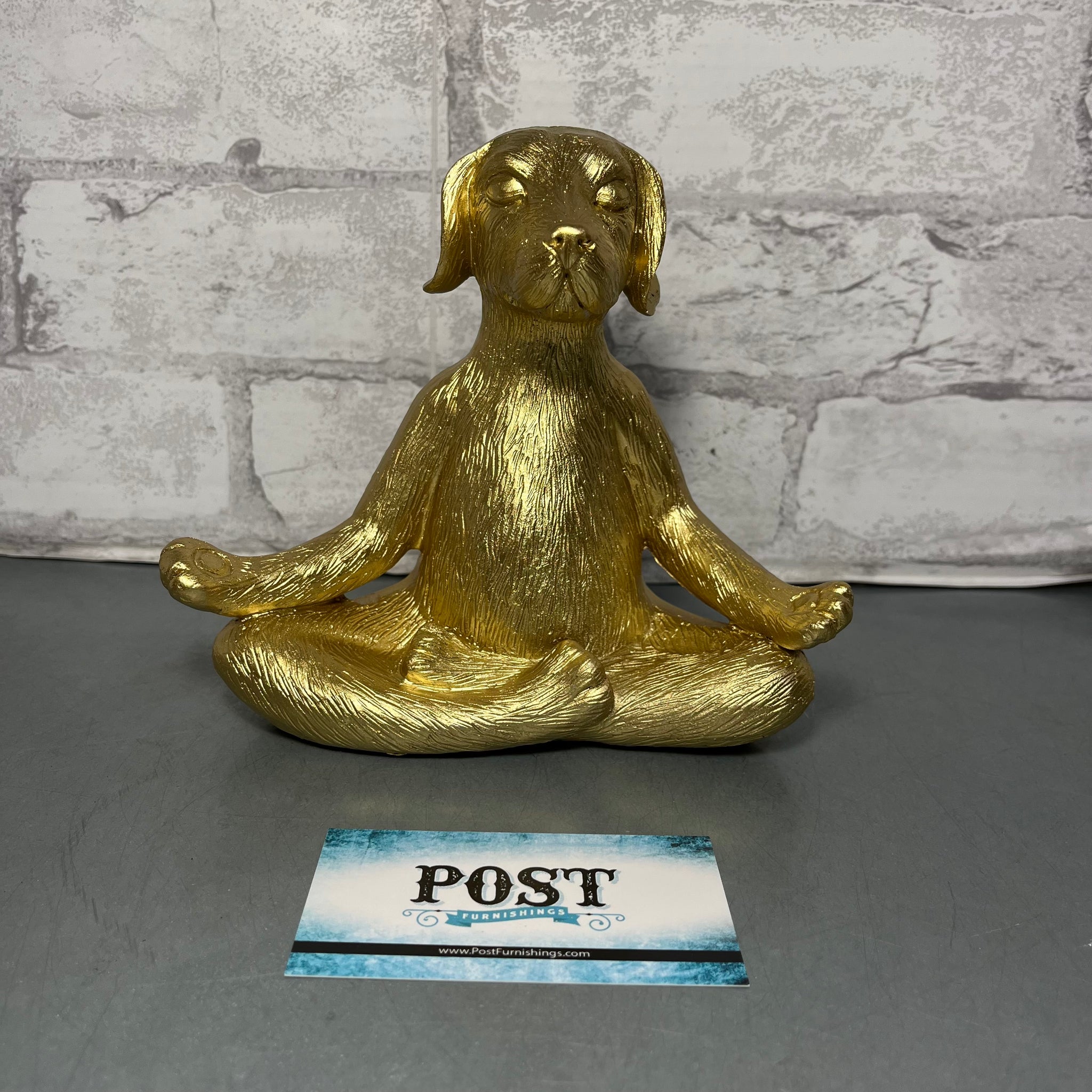 Gold Meditating Dog Statue