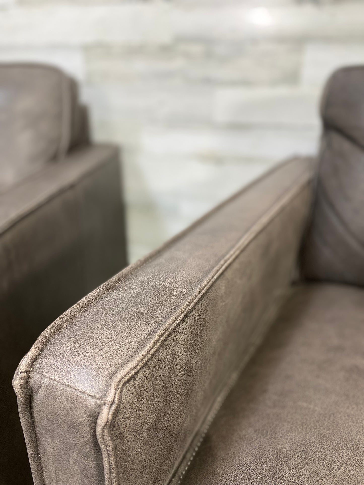 Set Of 2 Gray Leather Chairs