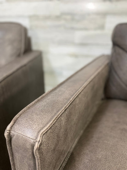 Set Of 2 Gray Leather Chairs