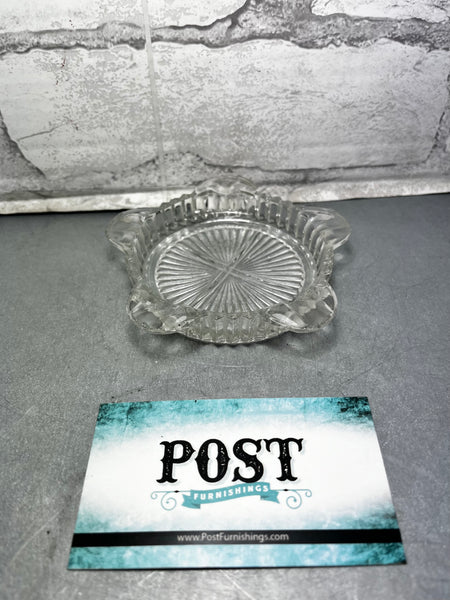 Vintage Clear Glass Round Ashtray