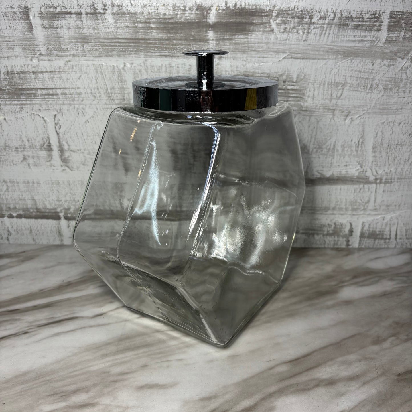 Vintage Hexagon Glass Candy Jar