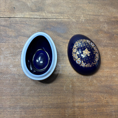 Porcelain Limoges Castel France Egg Trinket Box