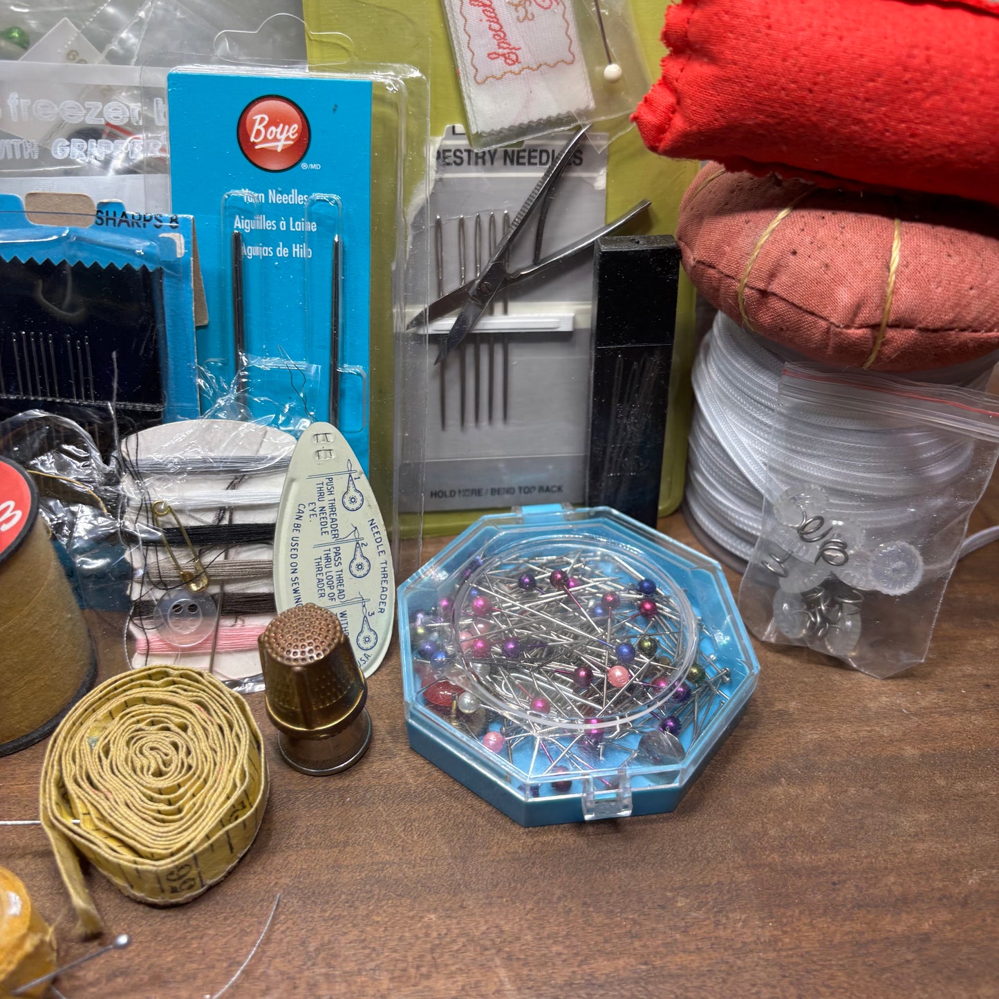Vintage Thread Pins Buttons Bundle Lot