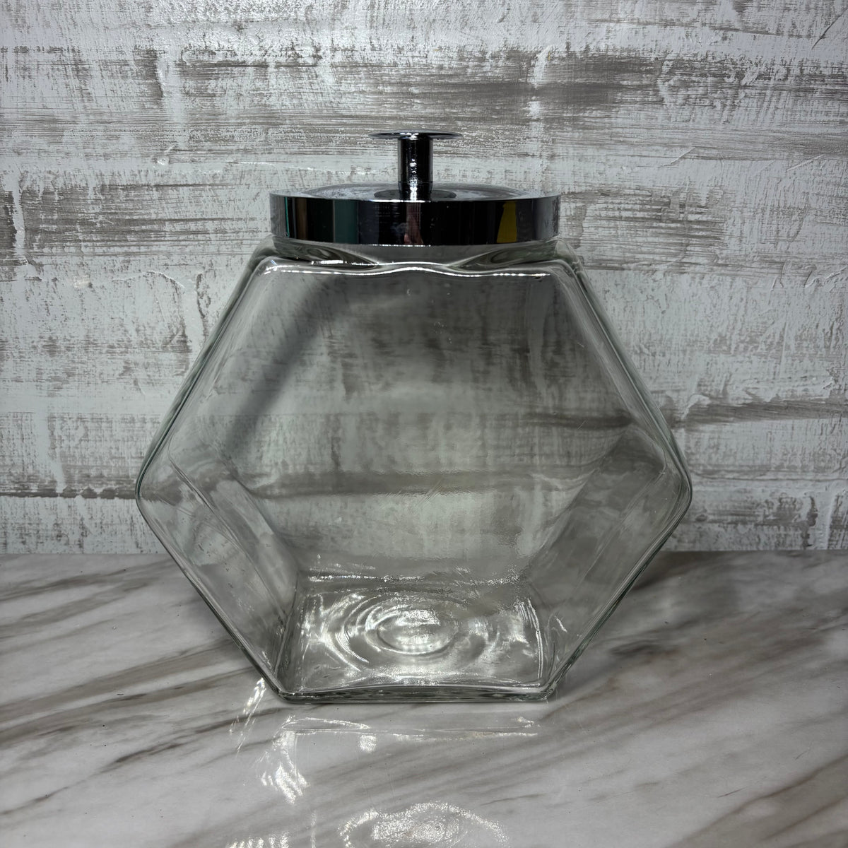 Vintage Hexagon Glass Candy Jar