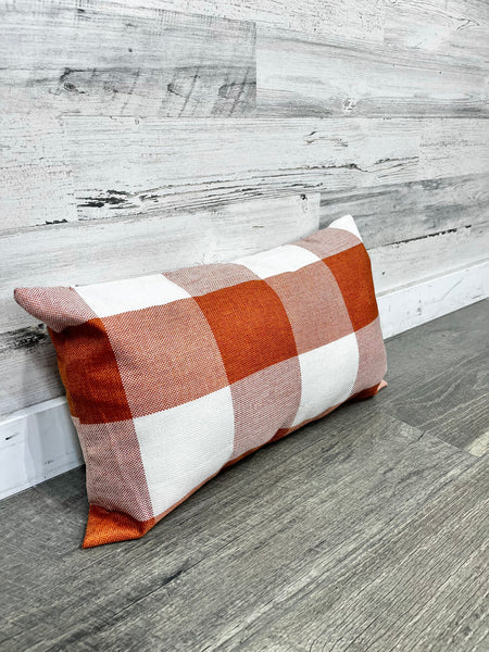 Orange Plaid Autumn Throw Pillows