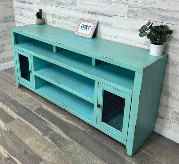 Large Rustic Teal Tv Stand