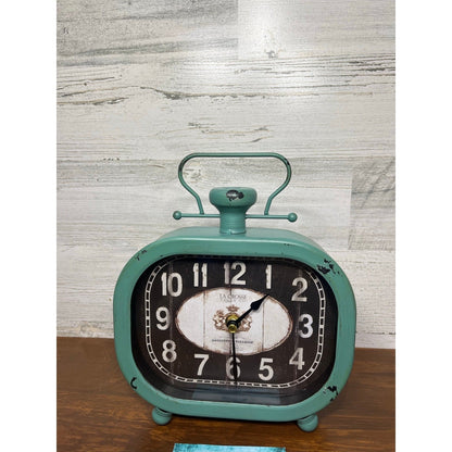 Teal Distressed Metal Clock