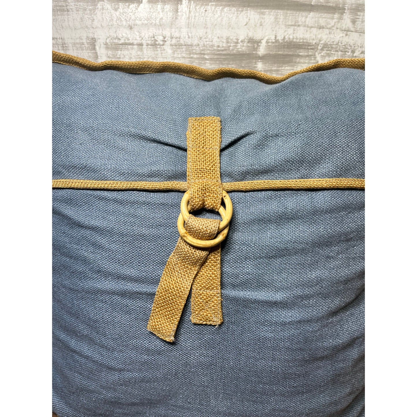 Blue And Burlap Decorative Throw Pillow