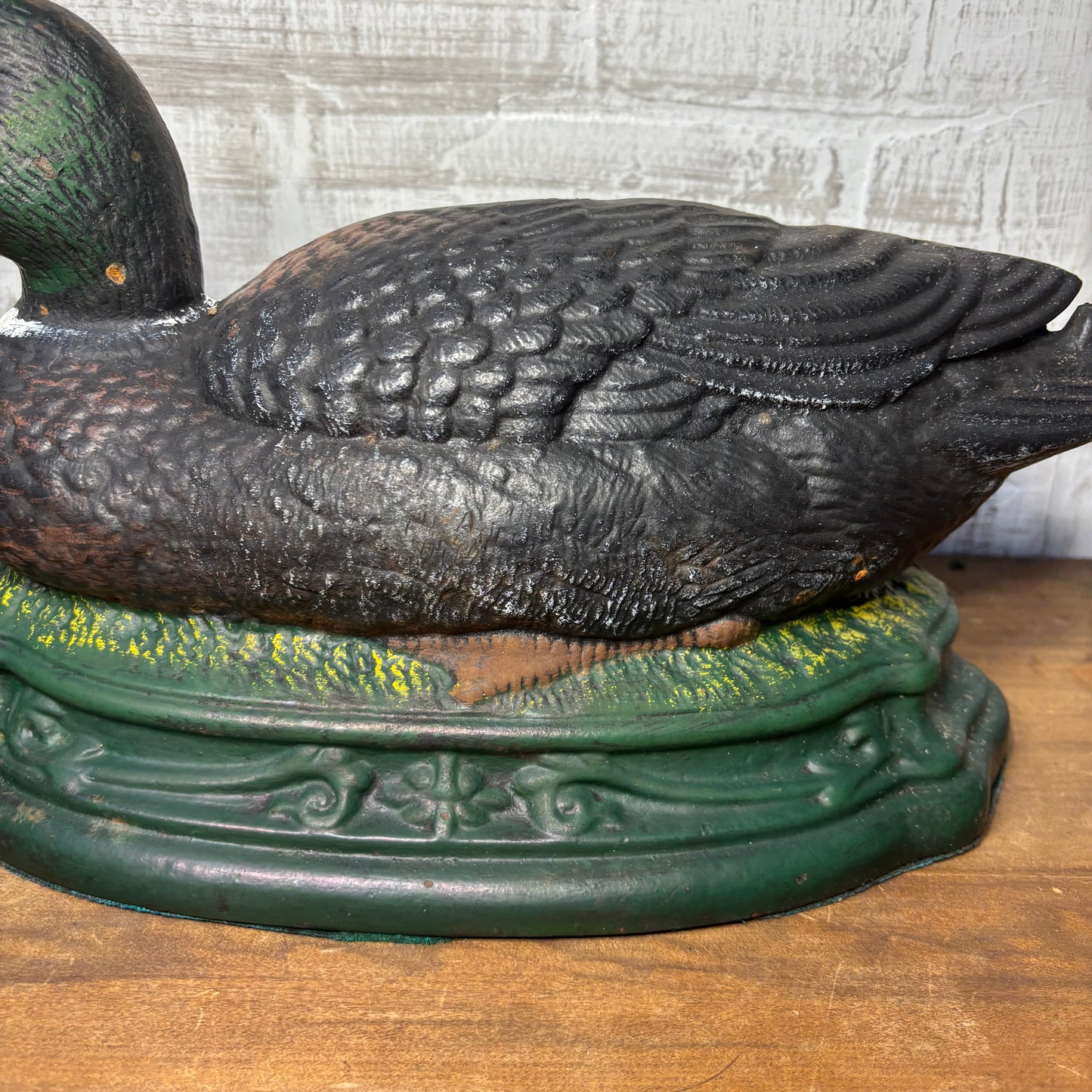 Vintage Wright Studios Cast Iron Mallard Duck Door Stop