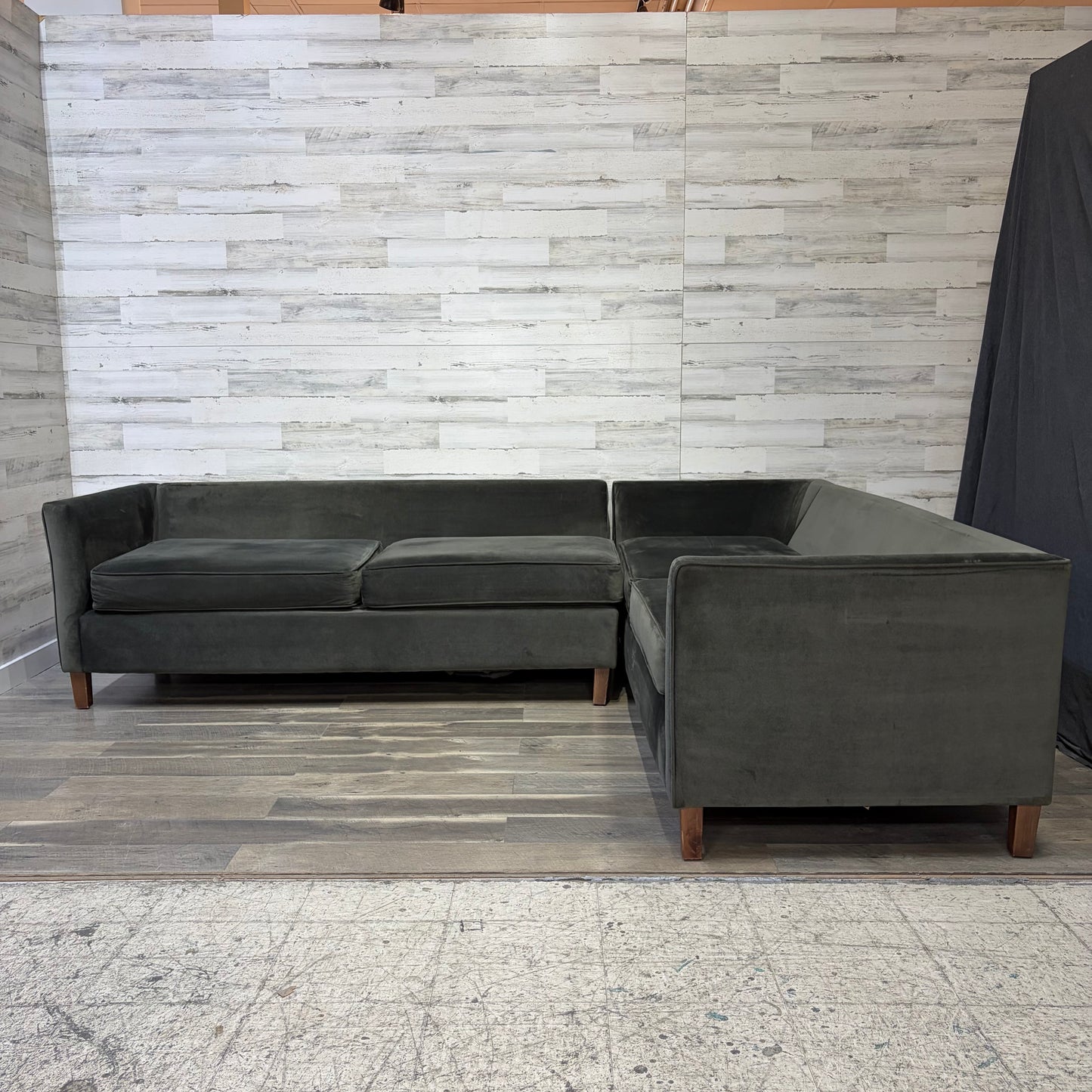 Dark Green 2pc Sectional Modern Couch