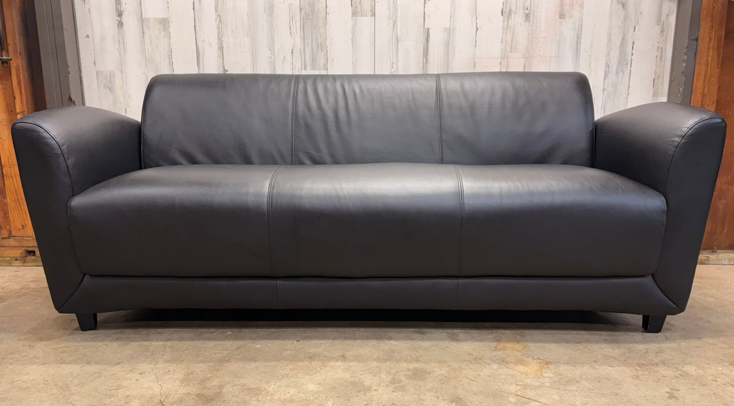 Black Faux Leather Modern Sofa