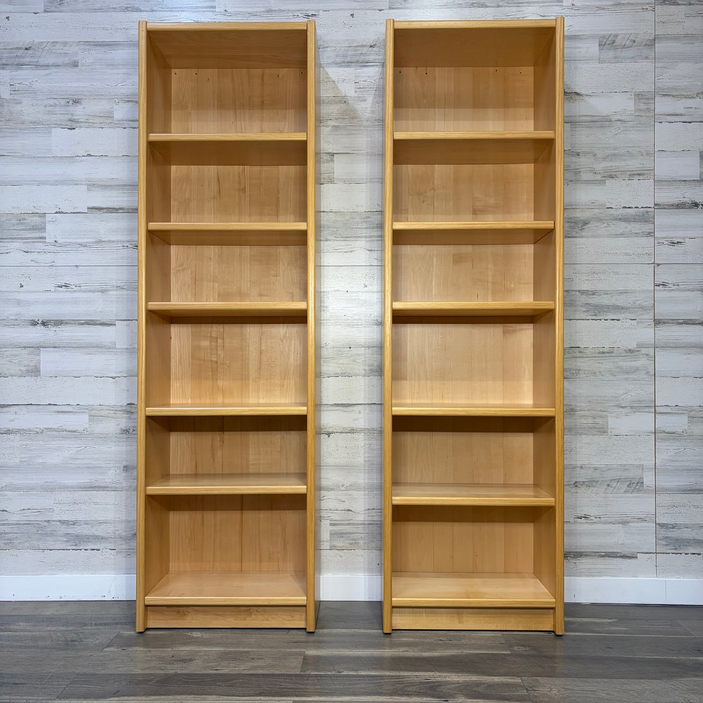 Set Of 2 Mid Century Danish Blonde Wood Bookshelves