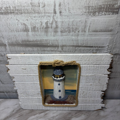 Wooden Shadowbox Nautical Lighthouse 3D Wall Art