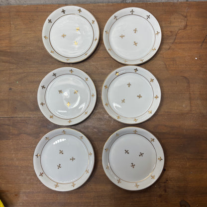 Andrea by Sadek Vintage Porcelain 'Fleur De Lis Coasters/Small Plate Set Of 6