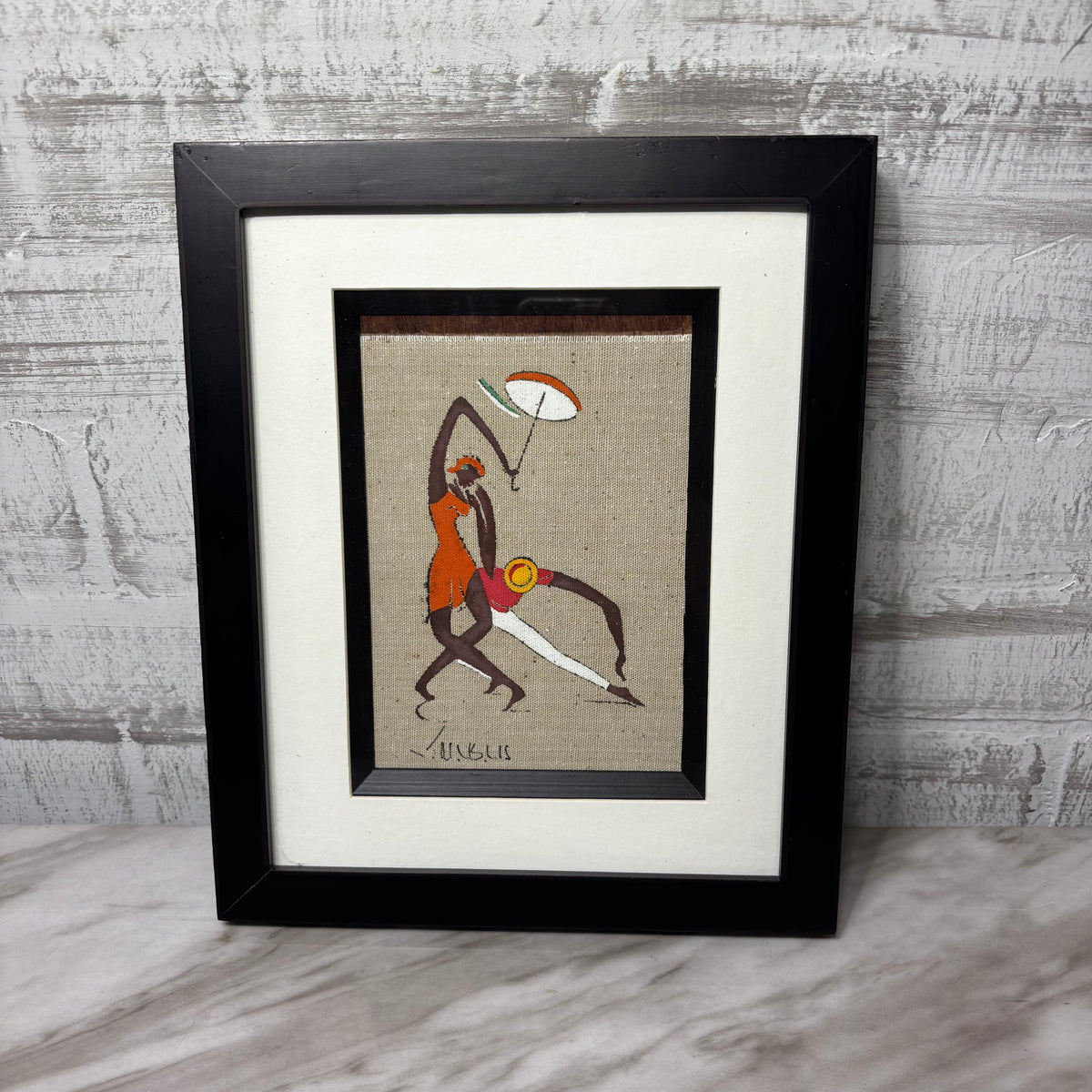 Vintage Virgilio Nabais Art Deco Dancing Figure Painting on Linen
