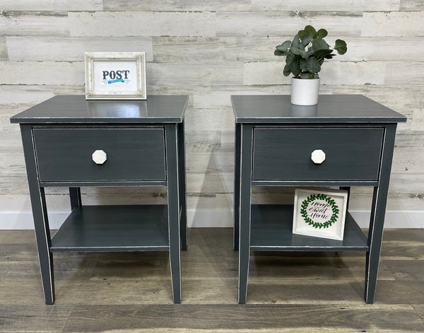 Set Of 2 Dark Gray Nightstands