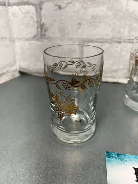 Vintage Small Gold “Grape On Vine” Cups Set Of Three