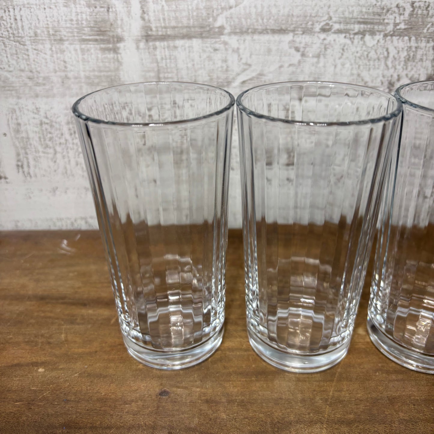 Set of 4 Clear Ribbed Skinny Glasses