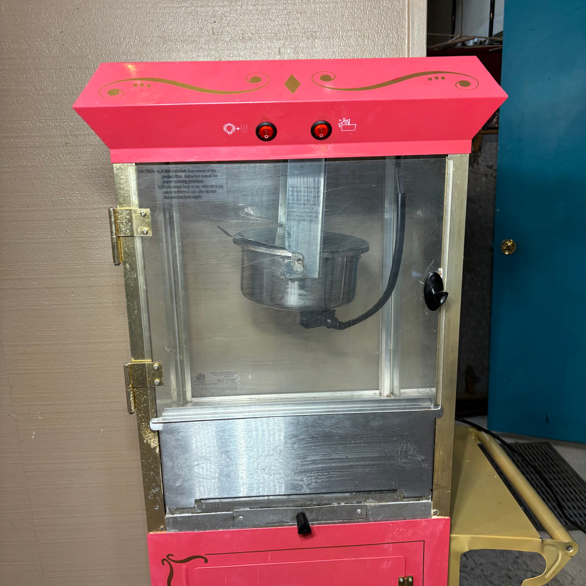 Old Fashioned Movie Time Popcorn Cart and Machine