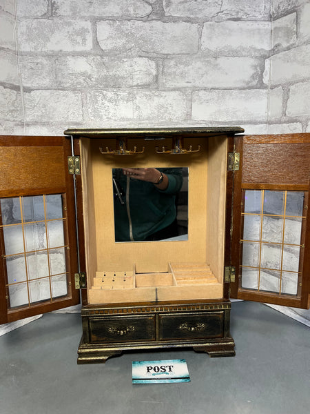 Vintage Jewelry Black And Gold Armoire