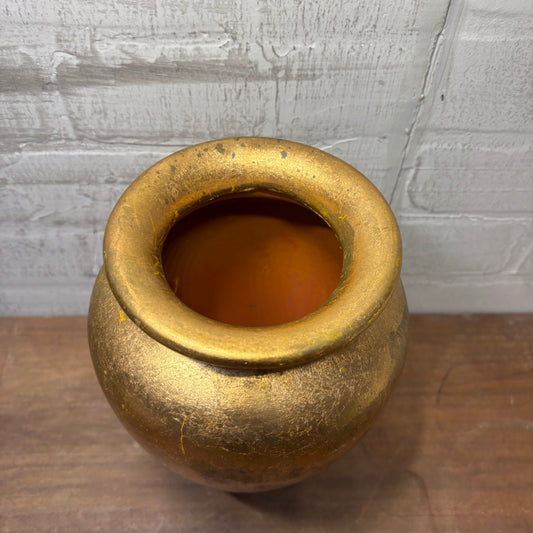 Gold Patina Glaze Clay Vase