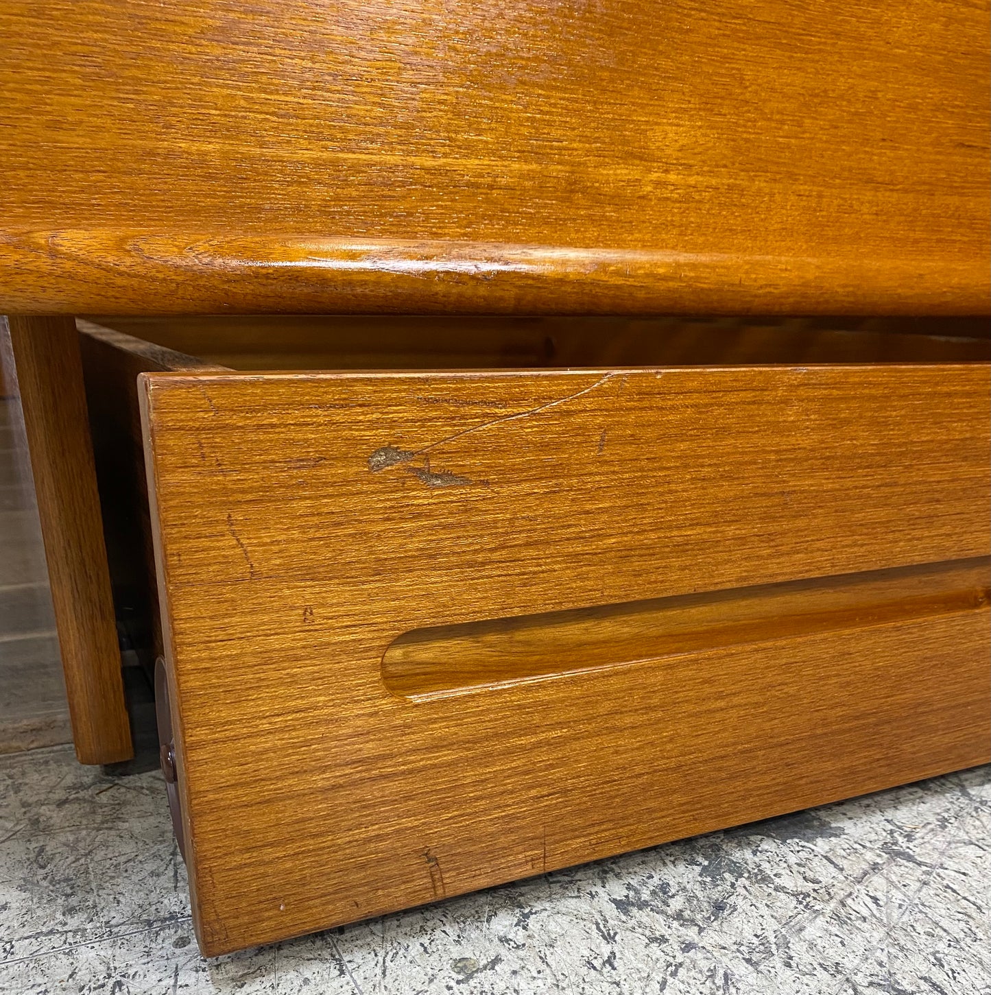 Mid Century Modern, Danish Style Teak Queen Platform Bed Frame