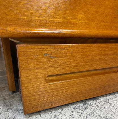 Mid Century Modern, Danish Style Teak Queen Platform Bed Frame