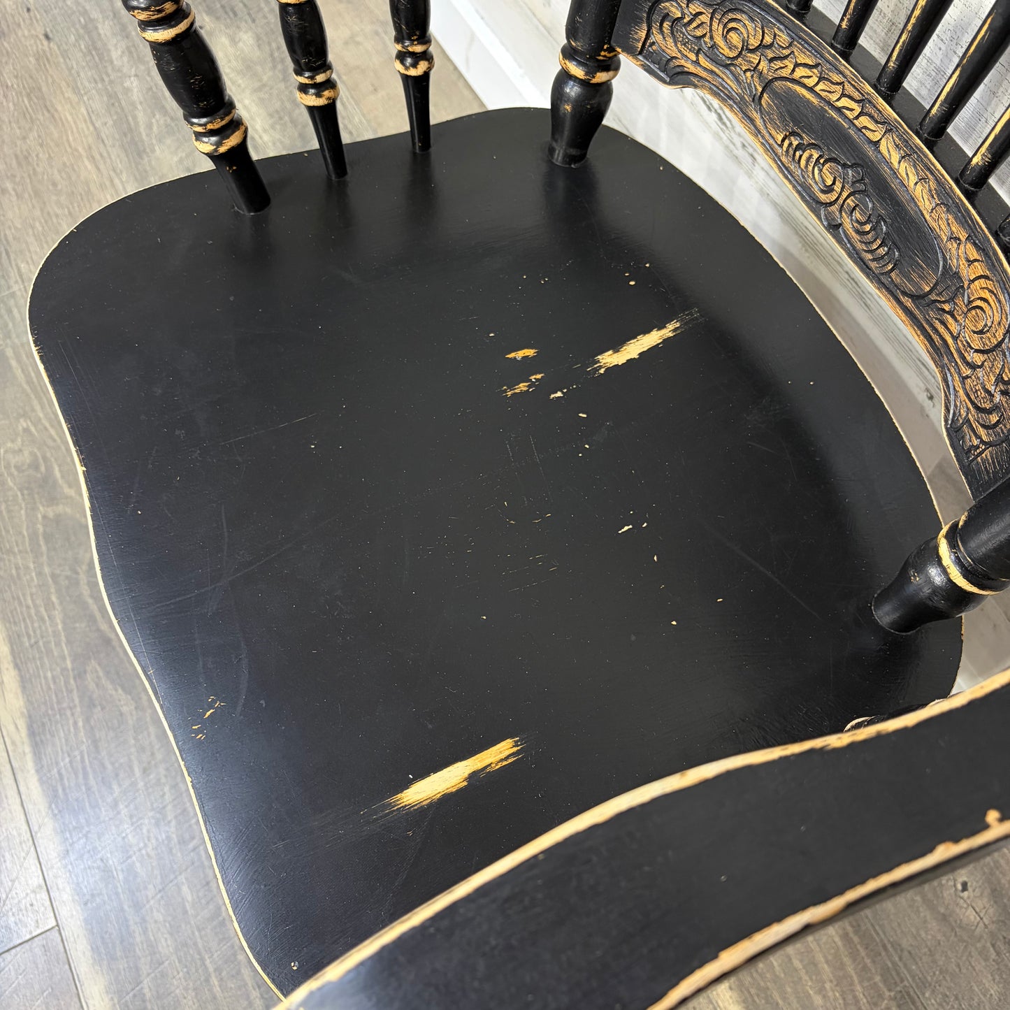 Antique Black Dining Set Table & 4 Chairs