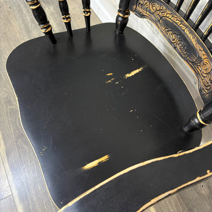 Antique Black Dining Set Table & 4 Chairs