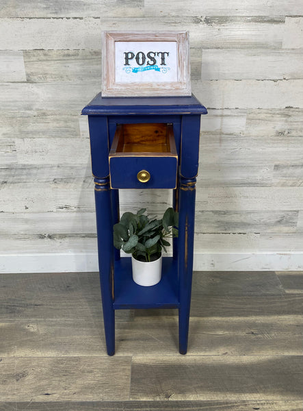 Navy Blue End Table/ Nightstand/ Plant Stand