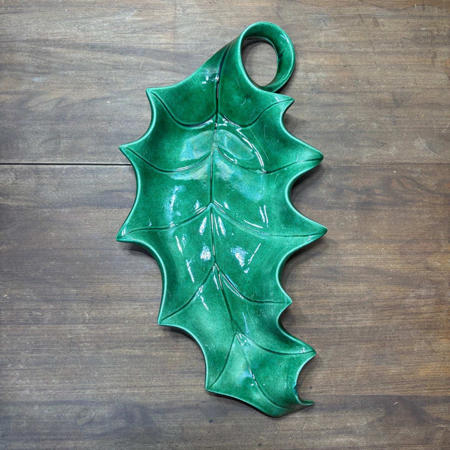 Vintage Holly Leaf Ceramic Candy Dish/ Tray