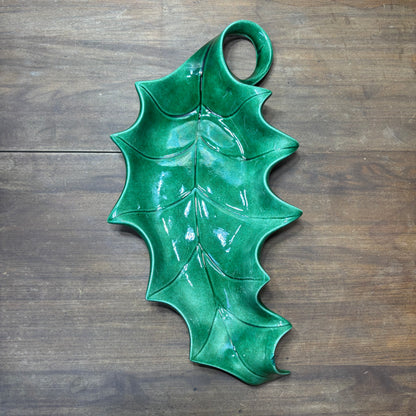 Vintage Holly Leaf Ceramic Candy Dish/ Tray