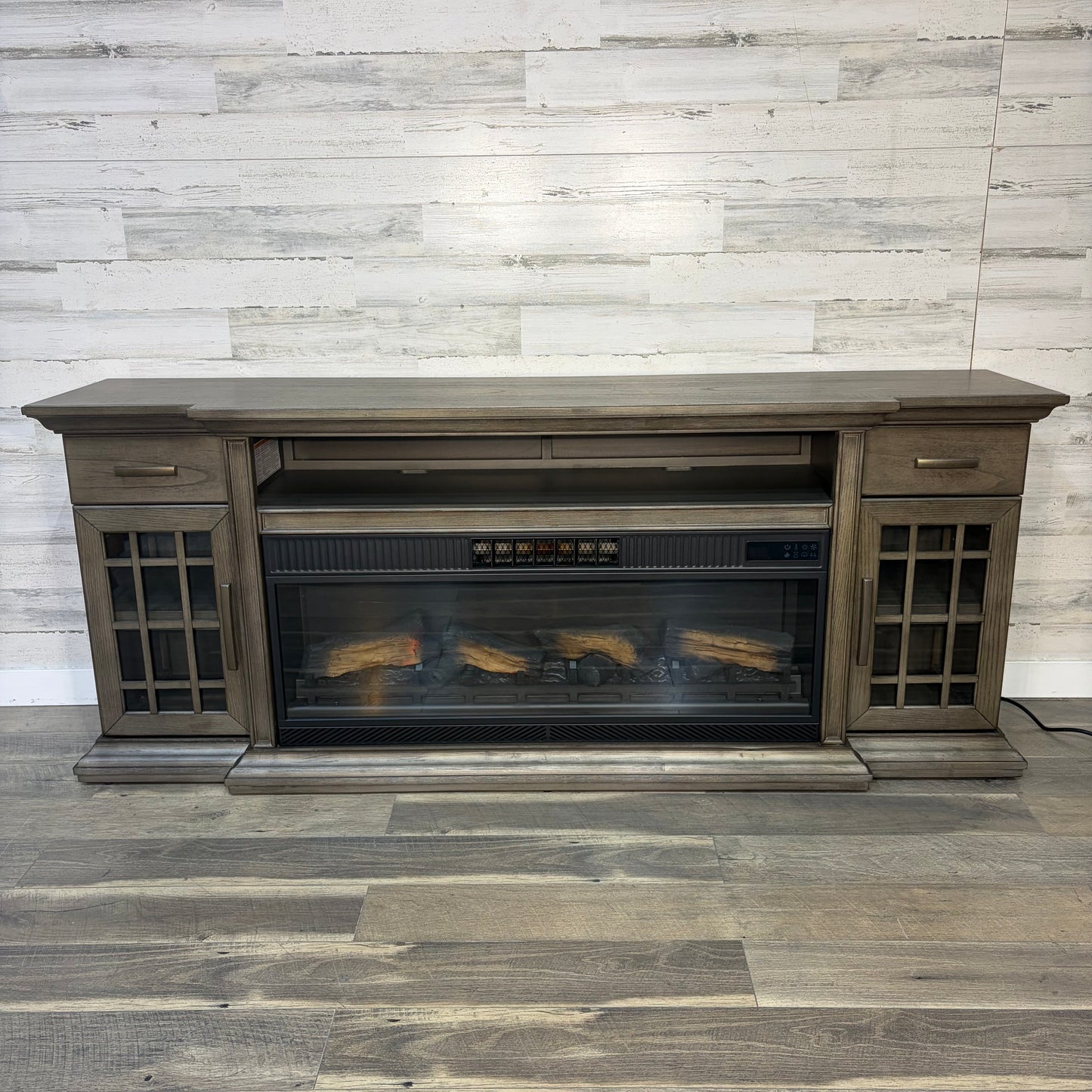 Electric Fireplace Tv Stand Rustic Gray