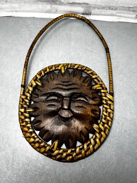 Set Of 6 Hanging Carved Wood Pieces