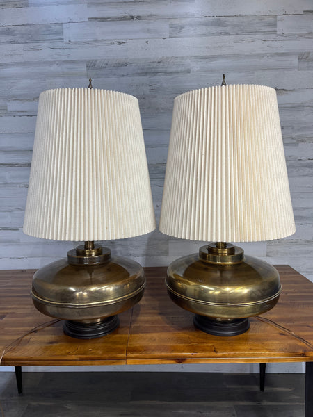 Vintage Brass Marbro Table Lamp Set Of Two